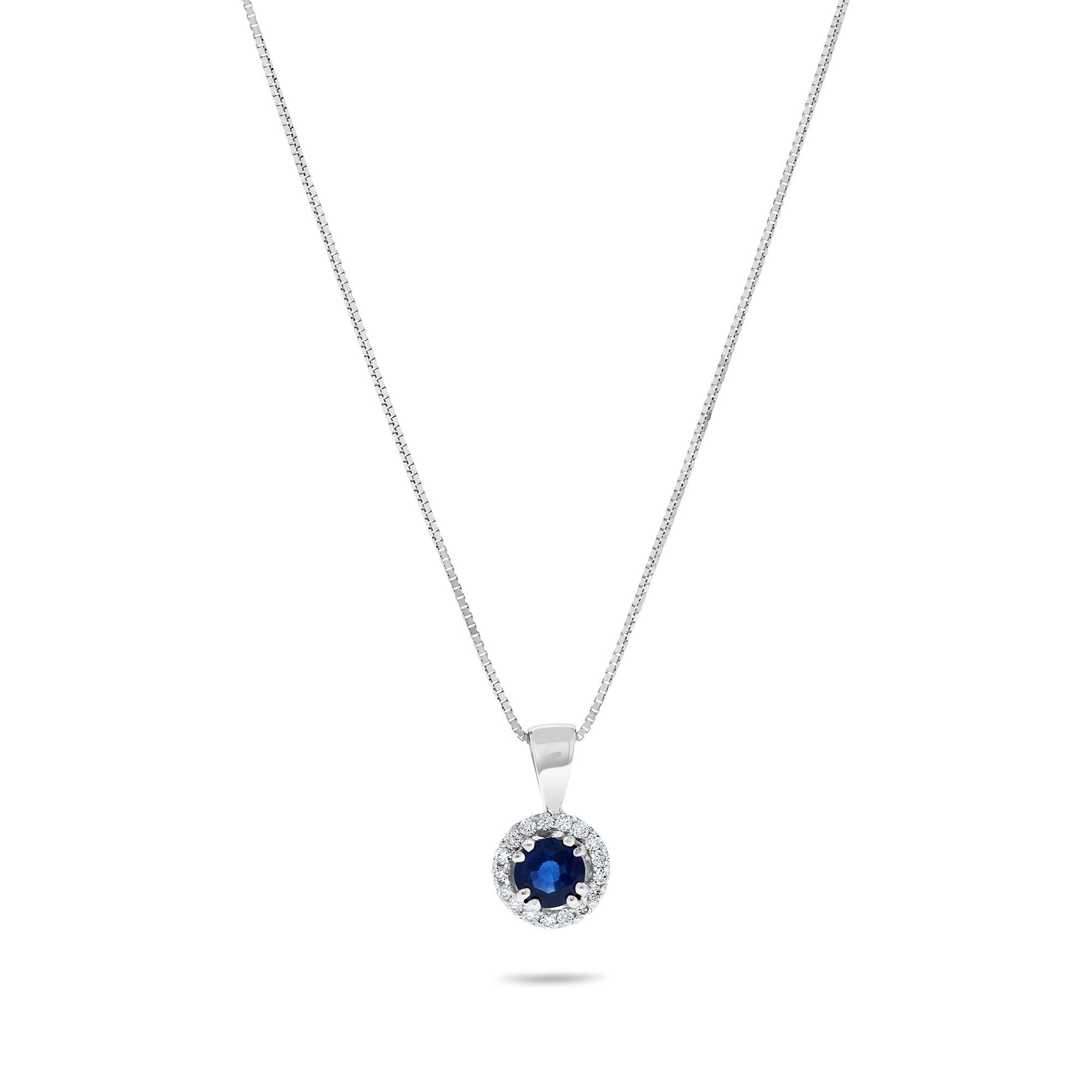 White gold necklace with sapphire pendant store